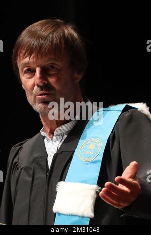 Umweltaktivist und ehemaliger französischer Minister Nicolas Hulot auf einer Zeremonie für den Doktor Honoris Causa Ehrendoktor der UMons-Universität am Donnerstag, den 10. Oktober 2019 in Mons. BELGA FOTO BENOIT DOPPPAGNE Stockfoto