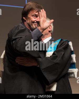 Umweltaktivist und ehemaliger französischer Minister Nicolas Hulot auf einer Zeremonie für den Doktor Honoris Causa Ehrendoktor der UMons-Universität am Donnerstag, den 10. Oktober 2019 in Mons. BELGA FOTO BENOIT DOPPPAGNE Stockfoto