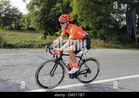 Belgische Serge Pauwels vom CCC-Team wurde während des eintägigen Radrennens Giro di Lombardia am Samstag, den 12. Oktober 2019 in Como, Italien, in Aktion gezeigt. BELGA FOTO YUZURU SUNADA FRANCE RAUS Stockfoto