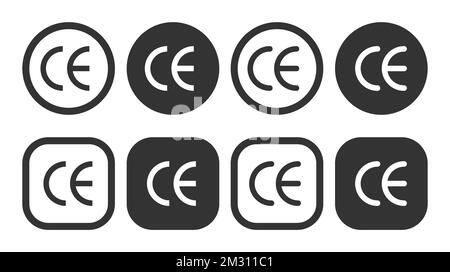 Satz CE-Zeichen für conformite europeenne, sauberes Etikettenprodukt, Informationsvektor-Zeichensymbol eps 10 Stock Vektor