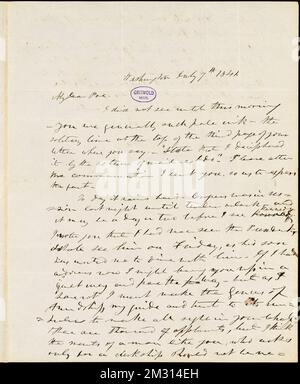 Frederick William Thomas, Washington, DC, Autogrammbrief unterzeichnet an Edgar Allan Poe, 7. Juli 1841, amerikanische Literatur, 19.. Jahrhundert, Geschichte und Kritik, Autoren, Amerikaner, 19.. Jahrhundert, Korrespondenz, Autoren und Verleger, Dichter, Amerikaner, 19.. Jahrhundert, Korrespondenz. Rufus W. Griswold Papers Stockfoto