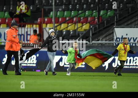 Illustration vor einem Fußballspiel zwischen KV Oostende und KAS Eupen, Samstag, den 19. Oktober 2019 in Oostende, am 11. Tag der belgischen Fußballmeisterschaft „Jupiler Pro League“ 2019-2020. BELGA FOTO JOHAN EYCKENS Stockfoto