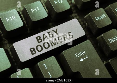Schreiben mit dem Text Baby Boomers. Ein Wort über eine Person, die in Jahren nach dem Zweiten Weltkrieg geboren wurde Stockfoto