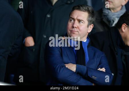 Der Geschäftsführer des Clubs, Vincent Mannaert, bildete während des Spiels zwischen dem französischen Pariser Fußballverein Saint-Germain und dem belgischen Fußballteam Club Brugge KV am Mittwoch, den 06. November 2019 in Paris, am vierten Tag in Gruppe A, in der ersten Runde der UEFA Champions League. BELGA FOTO BRUNO FAHY Stockfoto