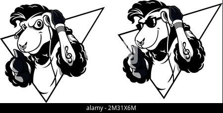 Cool Black Sheep DJ spielt Musik Stock Vektor