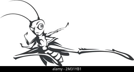Grashüpfer-Figur Mit Fliegendem Kick Stock Vektor