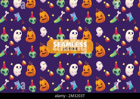 Ein nahtloses Halloween-Design. Text mit sich wiederholendem Muster. Stock Vektor