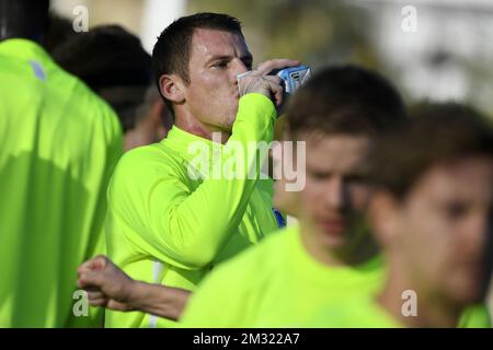 Genks Sebastien Dewaest wurde am Montag, den 06. Januar 2020 im Wintertrainingslager der belgischen Fußballmannschaft KRC Genk in Benidorm, Spanien, gezeigt. BELGA FOTO YORICK JANSENS Stockfoto