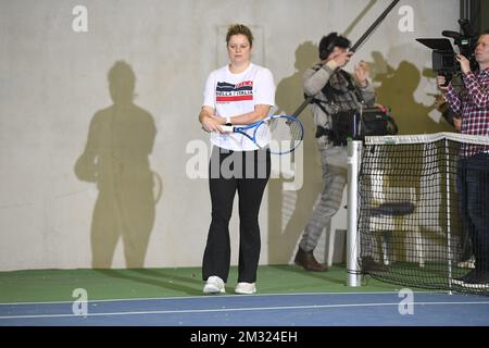 Die belgische Kim Clijsters wurde in einem Open-Media-Moment bei der Rückkehr der belgischen ehemaligen Weltmeisterin Kim Clijsters in ihrem Tenniscenter namens Kiml Clijsters Sports & Health Club in Bree, Mittwoch, den 15. Januar 2020, dargestellt. BELGA FOTO YORICK JANSENS Stockfoto