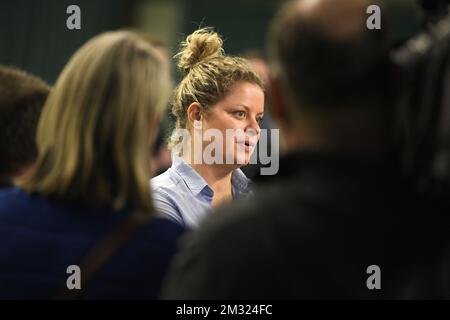 Die belgische Tennisspielerin Kim Clijsters, die in einem Open-Media-Moment bei der Rückkehr der belgischen ehemaligen Weltmeisterin Kim Clijsters in ihrem Tenniscenter namens Kiml Clijsters Sports & Health Club in Bree, Mittwoch, den 15. Januar 2020, fotografiert wurde. BELGA FOTO YORICK JANSENS Stockfoto