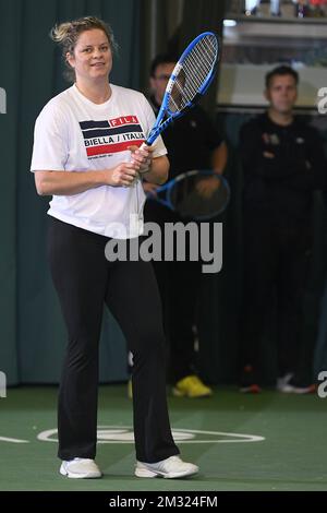 Die belgische Tennisspielerin Kim Clijsters, die in einem Open-Media-Moment bei der Rückkehr der belgischen ehemaligen Weltmeisterin Kim Clijsters in ihrem Tenniscenter namens Kiml Clijsters Sports & Health Club in Bree, Mittwoch, den 15. Januar 2020, fotografiert wurde. BELGA FOTO YORICK JANSENS Stockfoto