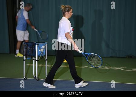 Die belgische Tennisspielerin Kim Clijsters, die in einem Open-Media-Moment bei der Rückkehr der belgischen ehemaligen Weltmeisterin Kim Clijsters in ihrem Tenniscenter namens Kiml Clijsters Sports & Health Club in Bree, Mittwoch, den 15. Januar 2020, fotografiert wurde. BELGA FOTO YORICK JANSENS Stockfoto