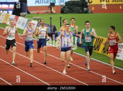 TUAL Gabriel of France , PATTISON Ben , WIGHTMAN Jake of Great Britain , HULLER Dániel of Hungary , ENGLISH Mark of Ireland , VAN DIEPEN Tony of Netherlands , CRESTAN Eliott of Belgium und García Mariano of Spain MEN's 800m SEMIFINAL 2 während der Europäischen Leichtathletikmeisterschaft 2022 am 18. August, 2022 in München, Deutschland - Photo Laurent Lairys / DPPI Stockfoto