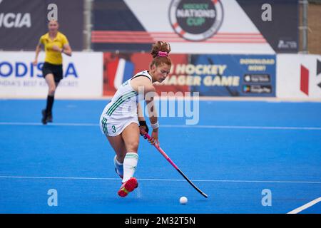 Valencia, Spanien. 14.. Dezember 2022. Sarah McAuley von Irland #3 in Aktion während des FIH Hockey Women's Nations Cup Spanien 2022 auf dem Poliesportiu Municipal Verge del Carme.(Endergebnisse; Irland 2:2 Korea ) Kredit: SOPA Images Limited/Alamy Live News Stockfoto