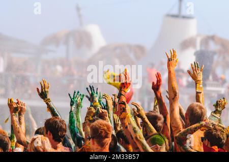 Junge Leute, die Spaß auf dem Festival haben. Stockfoto