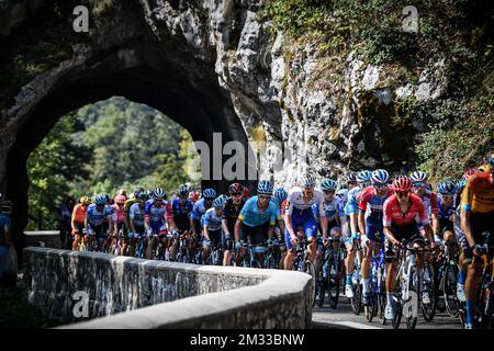 Illustration Foto aufgenommen in Phase 16 der 107.. Ausgabe des Radrennen Tour de France von La Tour-de-Pin nach Villard-de-Lans (164km), in Frankreich, Dienstag, 15. September 2020. Die diesjährige Tour de France wurde aufgrund der weltweiten Covid-19-Pandemie verschoben. Das 2020-Rennen beginnt in Nizza am Samstag, den 29. August, und endet am 20. September. BELGA FOTO DAVID STOCKMAN Stockfoto