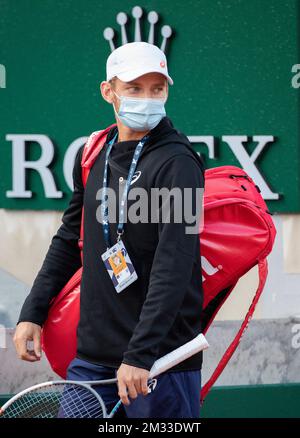 Der belgische David Goffin wurde nach dem Tennisturnier Roland Garros French Open am Donnerstag, den 24. September 2020 in Paris, Frankreich, fotografiert. Die Hauptpunktzahl des diesjährigen Roland Garros Grand Slam wurde aufgrund der anhaltenden Covid-19-Pandemie verschoben. Das diesjährige Turnier findet vom 21. September bis zum 11. Oktober statt. BELGA FOTO BENOIT DOPPPAGNE Stockfoto