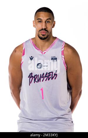 Ryan Richards posiert bei einem Fotoshooting des belgischen Basketballteams Phoenix Brussels vor der EuroMillions League 2020-2021, Freitag, den 09. Oktober 2020 in Brüssel. BELGA FOTO JASPER JACOBS Stockfoto
