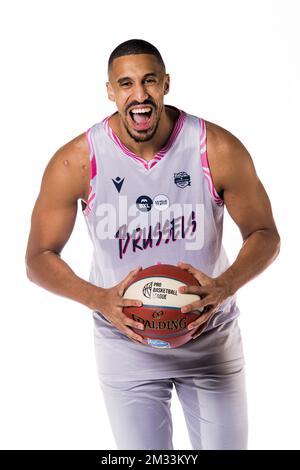 Ryan Richards posiert bei einem Fotoshooting des belgischen Basketballteams Phoenix Brussels vor der EuroMillions League 2020-2021, Freitag, den 09. Oktober 2020 in Brüssel. BELGA FOTO JASPER JACOBS Stockfoto