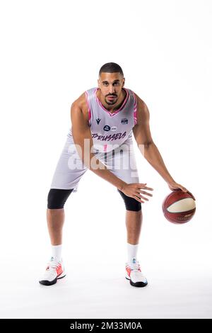Ryan Richards posiert bei einem Fotoshooting des belgischen Basketballteams Phoenix Brussels vor der EuroMillions League 2020-2021, Freitag, den 09. Oktober 2020 in Brüssel. BELGA FOTO JASPER JACOBS Stockfoto