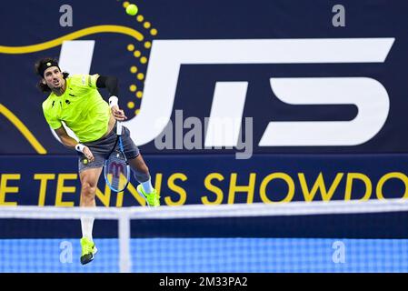 Spanischer Feliciano Lopez in Aktion während eines Gruppenspiels zwischen Taylor Fritz und Feliciano Lopez bei der dritten Ausgabe des UTS Ultimate Tennis Showdown mit sechs ATP-Spielern in Antwerpen, Samstag, den 17. Oktober 2020. BELGA FOTO LAURIE DIEFFEMBACQ Stockfoto