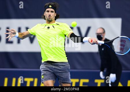 Spanischer Feliciano Lopez in Aktion während eines Gruppenspiels zwischen Taylor Fritz und Feliciano Lopez bei der dritten Ausgabe des UTS Ultimate Tennis Showdown mit sechs ATP-Spielern in Antwerpen, Samstag, den 17. Oktober 2020. BELGA FOTO LAURIE DIEFFEMBACQ Stockfoto