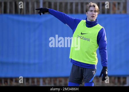 Genks Kristian Thorstvedt im Bild während eines Trainings des belgischen Fußballteams KRC Genk, in Genk, Mittwoch, 13. Januar 2021. BELGA FOTO YORICK JANSENS Stockfoto