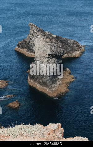 Die berühmten Orte der Insel Belle Ile en Mer, Nadeln von Port-Coton und die Klippen Stockfoto