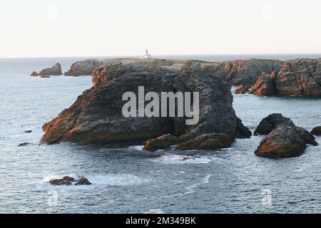 Die berühmten Orte der Insel Belle Ile en Mer, Nadeln von Port-Coton und die Klippen Stockfoto
