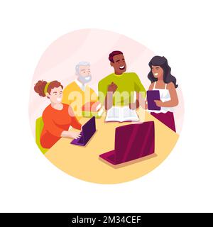 Group peer tutoring isolated cartoon vector illustration. Stock Vector