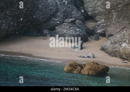 Die berühmten Orte der Insel Belle Ile en Mer, Nadeln von Port-Coton und die Klippen Stockfoto