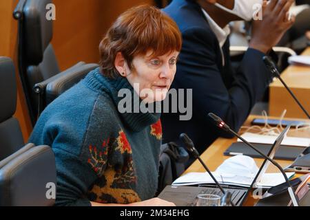 Alice Bernard von PTB wurde auf einer Plenartagung des Wallonischen parlaments im Wallonischen parlament in Namur am Mittwoch, den 10. Februar 2021 fotografiert. BELGA FOTO BRUNO FAHY Stockfoto