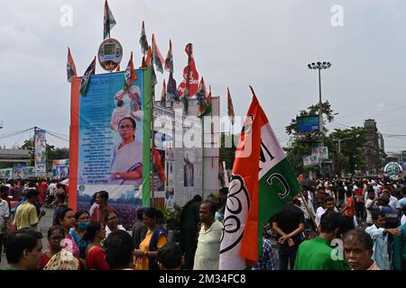 Kalkutta, Westbengalen, Indien - 21.. Juli 2022 : All India Trinamool Congress Party, AITC oder TMC, auf der Ekushe July, Shadid Dibas, Martyrs Day Kundgebung. Stockfoto