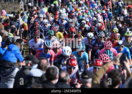 Illustration Foto, aufgenommen in der vierten Etappe der 79.. Ausgabe des Radrennen Paris-Nizza, 188km von Chalon-sur-Saone nach Chiroubles, Frankreich, Mittwoch, 10. März 2021. BELGA FOTO DAVID STOCKMAN Stockfoto