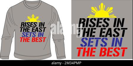 Aufstieg im Osten setzt sich in der besten T-Shirt Grafik Design Vector Illustration Digital File ein Stock Vektor