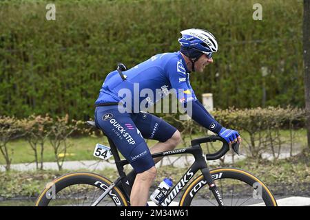 Dänischer Michael Morkov von Deceuninck - Quick-Step fährt die 109h. Ausgabe des eintägigen Radrennens „Scheldeprijs“, 193,8 km von Terneuzen, Niederlande nach Schoten, Mittwoch, 07. April 2021. Öffentlich ist eine Empfehlung, zu Hause zu bleiben und dem Radrennen im Fernsehen oder Radio zu folgen. BELGA FOTO DIRK WAEM Stockfoto