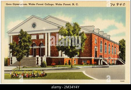 Gore Gymnasium, Wake Forest College, Wake Forest, N.C., Universitäten und Hochschulen, Tichnor Brothers Collection, Postkarten der Vereinigten Staaten Stockfoto