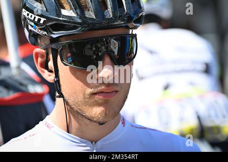 Belgischer Ilan Van Wilder vom Team DSM zu Beginn der sechsten Etappe des Radrennen Criterium du Dauphine 73., 167,5 km von Loriol-sur-Drome bis Le Sappey-en-Chartreuse, Frankreich, Freitag, 04. Juni 2021. BELGA FOTO DAVID STOCKMAN Stockfoto