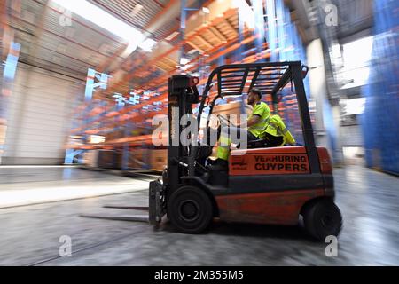 Abbildung zeigt das Firmenwerk der Gosselin Group, Spezialist für Umzug und Logistik, Donnerstag, den 10. Juni 2021, im Hafen von Antwerpen. BELGA FOTO ERIC LALMAND Stockfoto