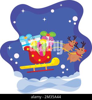 Isolated christmas sledge cartoon character with gifts Vector Stock Vektor