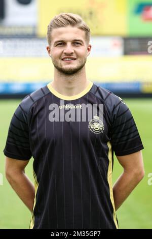 Nordin Jackers, Torwart von Waasland-Beveren, posiert für den Fotografen beim Fotoshooting des belgischen Proximus League Clubs Waasland-Beveren aus der Saison 2021-2022, Donnerstag, den 08. Juli 2021 in Beveren. BELGA FOTO DAVID PINTENS Stockfoto