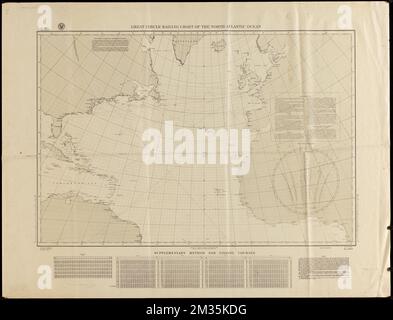 Great circle sailing chart of the North Atlantic Ocean , Oceans. Ralph Finos Map Collection Stock Photo