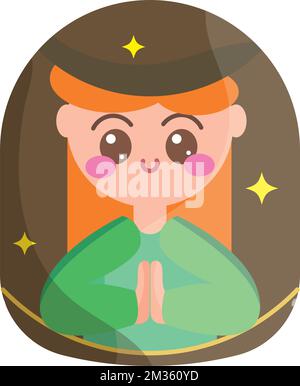 Isolierte Jungfrau maria Geburt Charakter Weihnachten Jahreszeit Vektor Stock Vektor