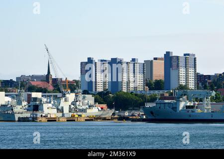 HMC Dockyard, Teil des Militärstützpunktes CFB Halifax in Halifax, Neuschottland, Kanada. Stockfoto