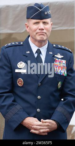 General Tod Wolters, Befehlshaber, Europäisches Kommando der Vereinigten Staaten/Oberster Alliierter Befehlshaber der Nordatlantikvertrags-Organisation, Bild bei der Einweihung des FORME's Village (Supreme Headquarters Allied Powers) in Mons, Dienstag, den 19. Oktober 2021. Eine Zusammenarbeit zwischen dem belgischen öffentlichen föderalen Finanzdienst (SPF Finance - FOD Financien) begann 2020 mit dem Bau von drei Hundert neuen Wohnungen und drei Hundert neuen Wohnungen. BELGA FOTO BENOIT DOPPPAGNE Stockfoto