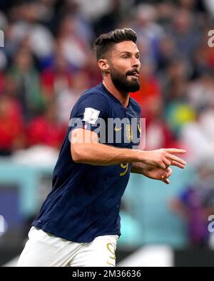 Olivier Giroud aus Frankreich während des Halbfinalspiels der FIFA-Weltmeisterschaft im Al Bayt Stadium in Al Khor, Katar. Bilddatum: Mittwoch, 14. Dezember 2022. Stockfoto