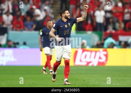 Al Khor, Qatar. 14th Dec, 2022. Theo Hernandez of France celebrates scoring the opening goal during the 2022 FIFA World Cup Semi-Final match at Al Bayt Stadium in Al Khor, Qatar on December 14, 2022. Photo by Chris Brunskill/UPI Credit: UPI/Alamy Live News Stock Photo