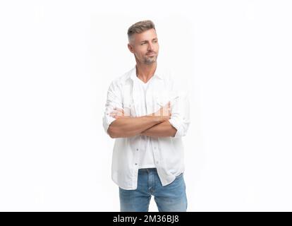 Hübscher, grizzled-man-Stil. studiofoto eines Grizzled man. Reifer, grizzeliger Mann Stockfoto