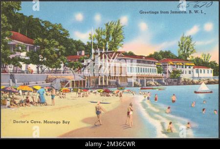 Grüße aus Jamaika, B.W.I. Doctor's Cave, Montego Bay, Strände, Tichnor Brothers Collection, Postkarten der Vereinigten Staaten Stockfoto