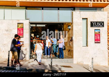 Visitor reception office. The Royal Monastery of San Millán de Yuso is located in the town of San Millán de la Cogolla. It forms part of the monumenta Stock Photo